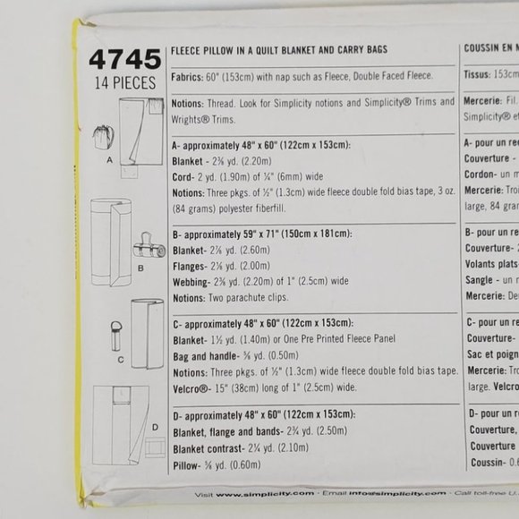 Simplicity Sewing Patterns for Dummies Fleece Blankets & More, One Size - Picture 3 of 9